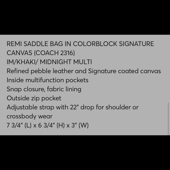 BRAND NEW!! COACH REMI SADDLE BAG!! GREAT VALUE!!! - Picture 12 of 16
